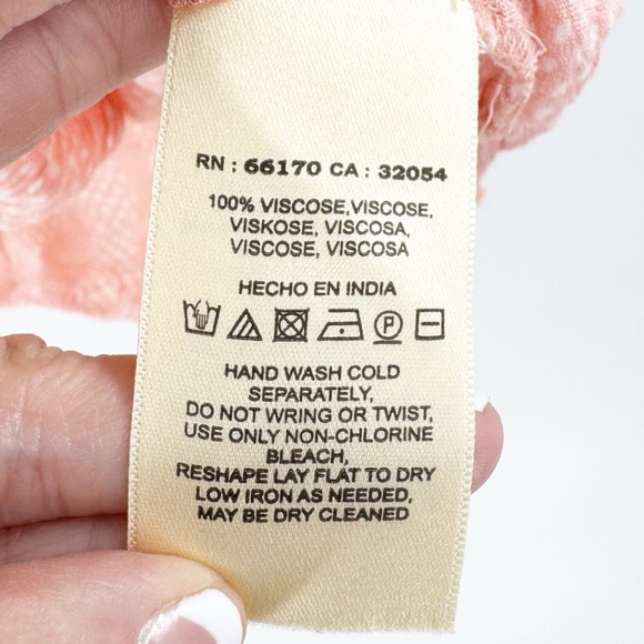 ✅ Anthropologie Maeve SMALL Nell Pink Dot Surplice Crop Ruffle Shirt Blouse - Picture 7 of 7